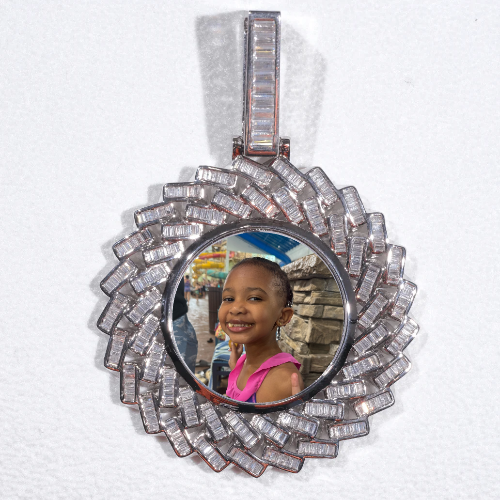 Large 3D Baguette Custom Picture Pendant