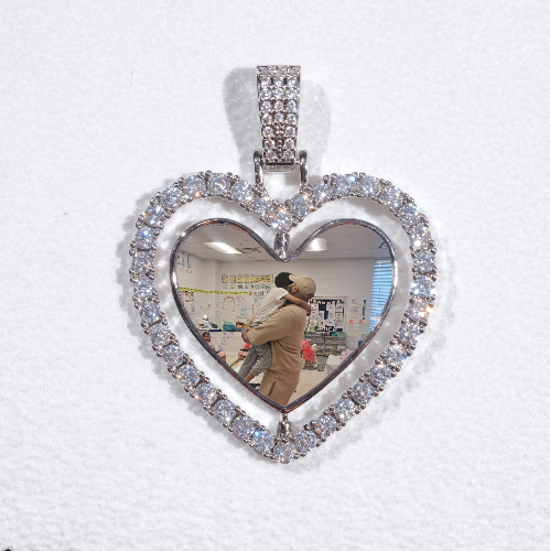 3D Spinning 2-Faced Heart Custom Picture Pendant
