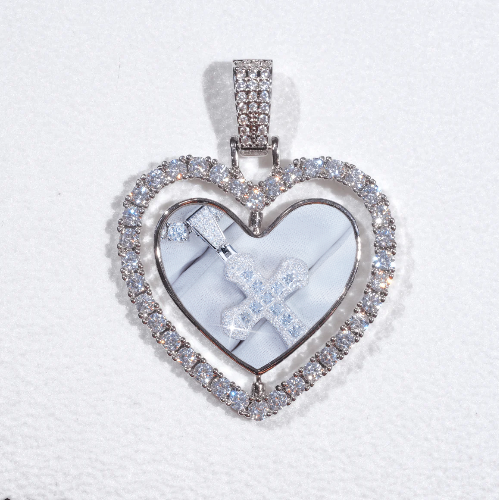 3D Spinning 2-Faced Heart Custom Picture Pendant