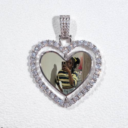 3D Spinning 2-Faced Heart Custom Picture Pendant