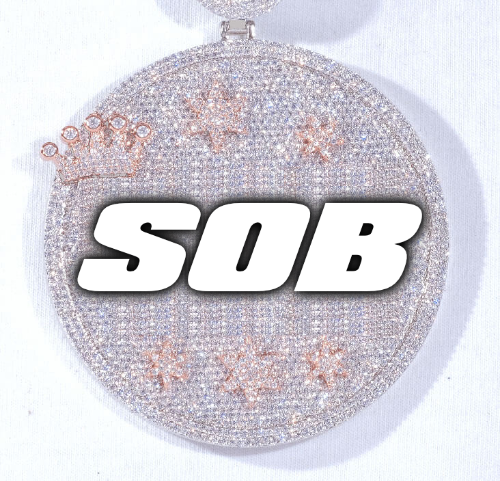 CUSTOM LETTER NECKLACE 3D BIG CROWN DISC