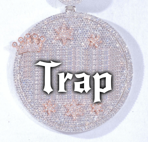 CUSTOM LETTER NECKLACE 3D BIG CROWN DISC