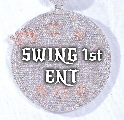 CUSTOM LETTER NECKLACE 3D BIG CROWN DISC