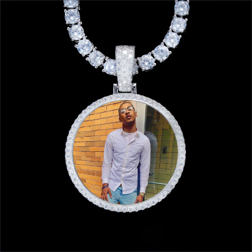 925S & VVS Moissanite 3D Circle Custom Picture Pendant