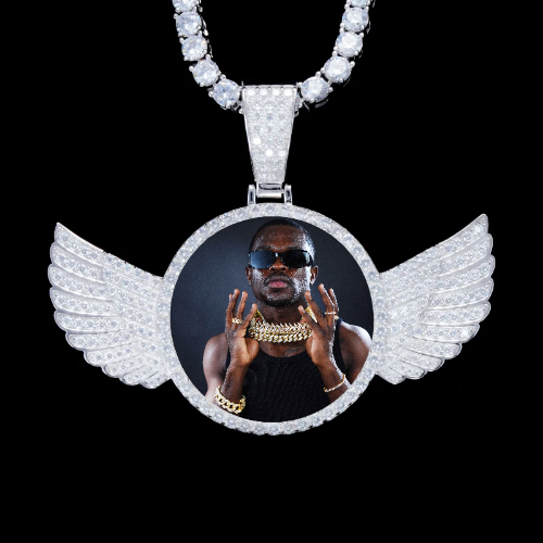 925S & VVS Moissanite 3D Wing Custom Picture Pendant