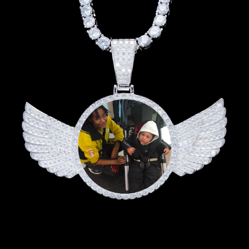 925S & VVS Moissanite 3D Wing Custom Picture Pendant
