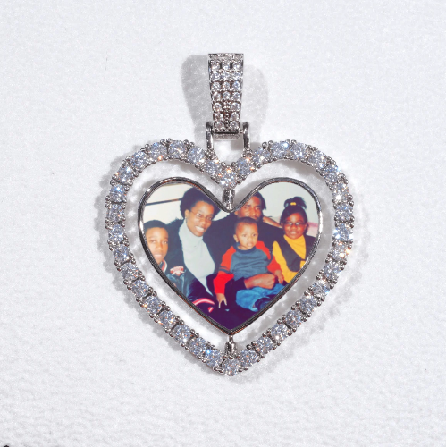 3D Spinning 2-Faced Heart Custom Picture Pendant