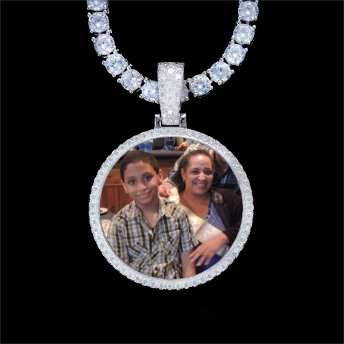 925S & VVS Moissanite 3D Circle Custom Picture Pendant