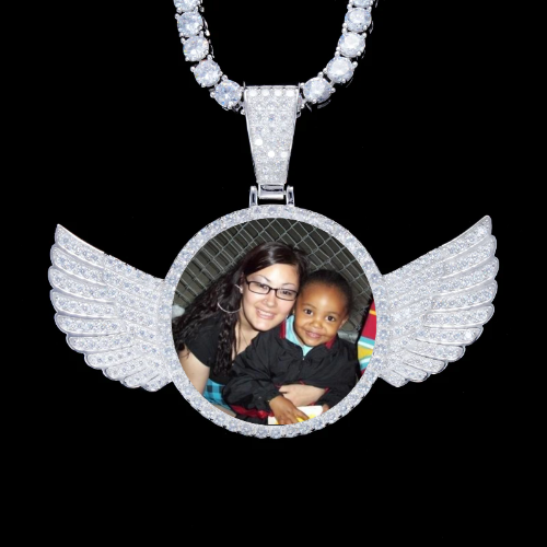 925S & VVS Moissanite 3D Wing Custom Picture Pendant
