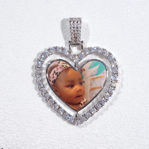 3D Spinning 2-Faced Heart Custom Picture Pendant