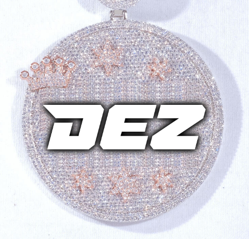 CUSTOM LETTER NECKLACE 3D BIG CROWN DISC