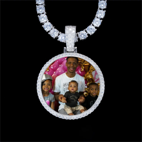 925S & VVS Moissanite 3D Circle Custom Picture Pendant