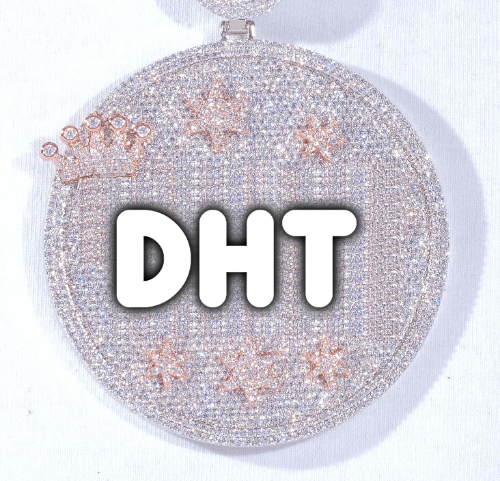 CUSTOM LETTER NECKLACE 3D BIG CROWN DISC