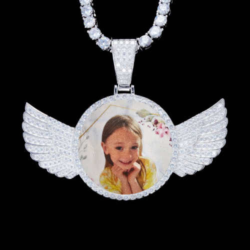 925S & VVS Moissanite 3D Wing Custom Picture Pendant