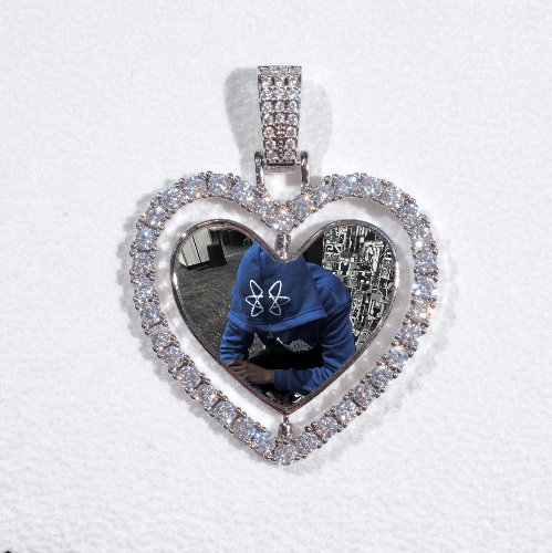 3D Spinning 2-Faced Heart Custom Picture Pendant