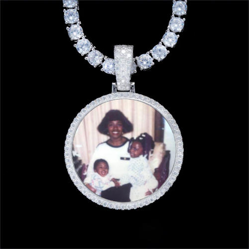 925S & VVS Moissanite 3D Circle Custom Picture Pendant