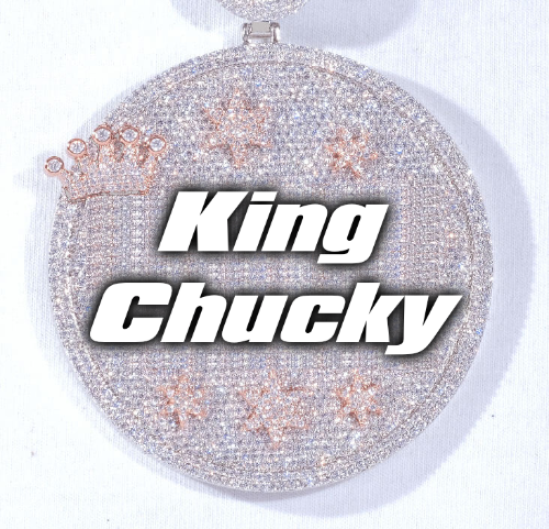 CUSTOM LETTER NECKLACE 3D BIG CROWN DISC