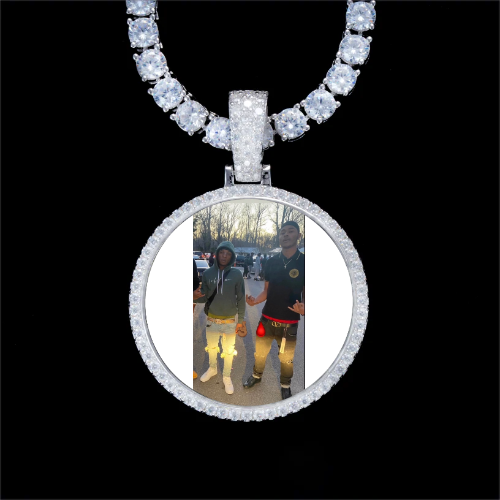 925S & VVS Moissanite 3D Circle Custom Picture Pendant