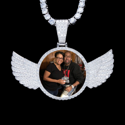 925S & VVS Moissanite 3D Wing Custom Picture Pendant