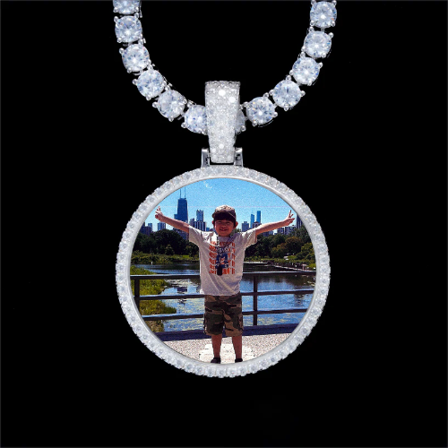 925S & VVS Moissanite 3D Circle Custom Picture Pendant