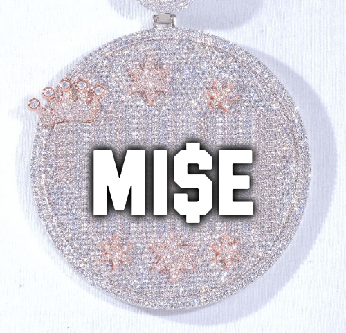 CUSTOM LETTER NECKLACE 3D BIG CROWN DISC