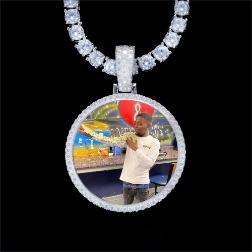 925S & VVS Moissanite 3D Circle Custom Picture Pendant