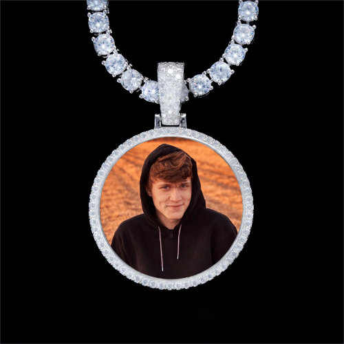 925S & VVS Moissanite 3D Circle Custom Picture Pendant