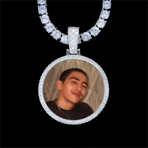 925S & VVS Moissanite 3D Circle Custom Picture Pendant