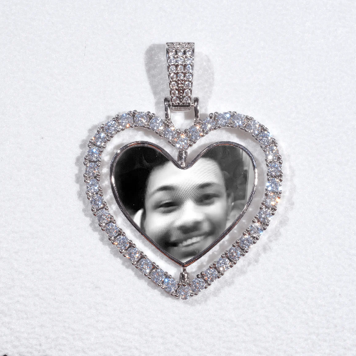 3D Spinning 2-Faced Heart Custom Picture Pendant
