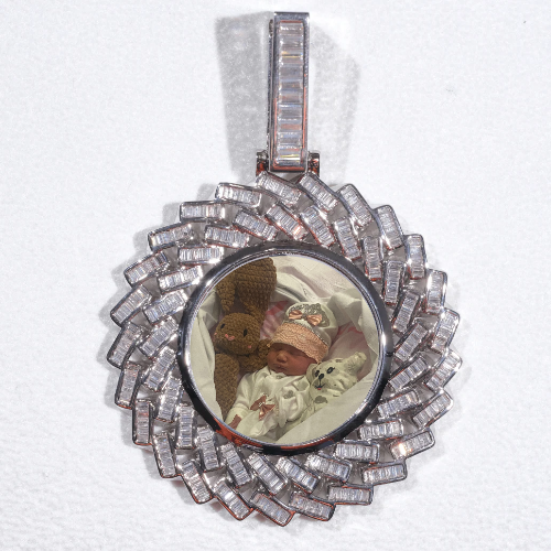 Large 3D Baguette Custom Picture Pendant