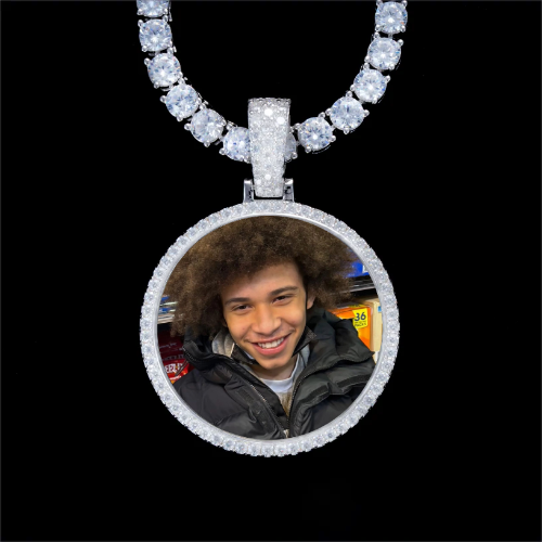 925S & VVS Moissanite 3D Circle Custom Picture Pendant