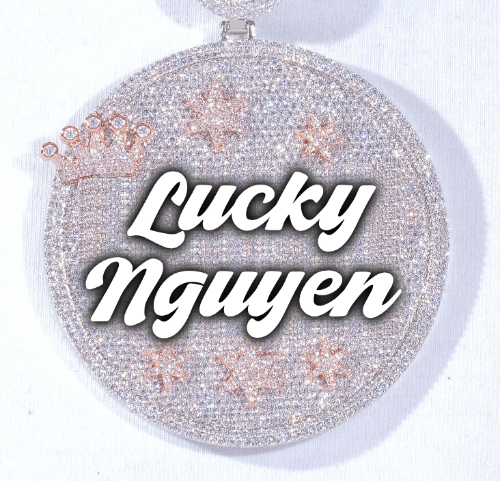 CUSTOM LETTER NECKLACE 3D BIG CROWN DISC