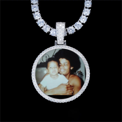 925S & VVS Moissanite 3D Circle Custom Picture Pendant