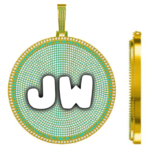 CUSTOM LETTER NECKLACE 3D BIG DISC