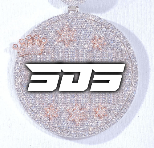 CUSTOM LETTER NECKLACE 3D BIG CROWN DISC