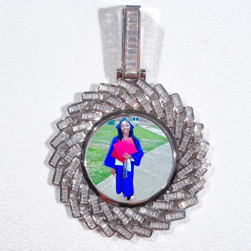 Large 3D Baguette Custom Picture Pendant
