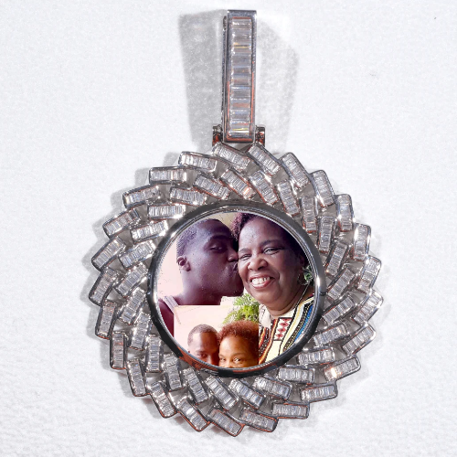 Large 3D Baguette Custom Picture Pendant