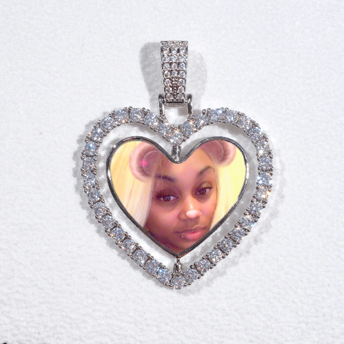 3D Spinning 2-Faced Heart Custom Picture Pendant
