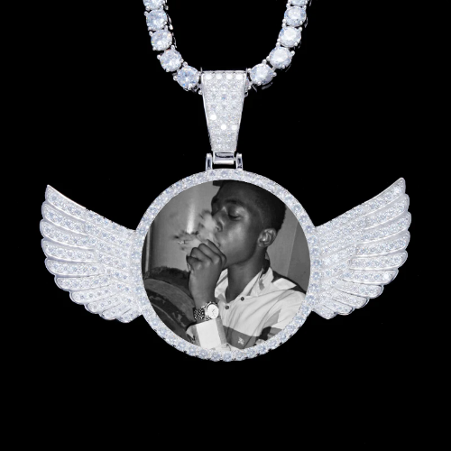 925S & VVS Moissanite 3D Wing Custom Picture Pendant
