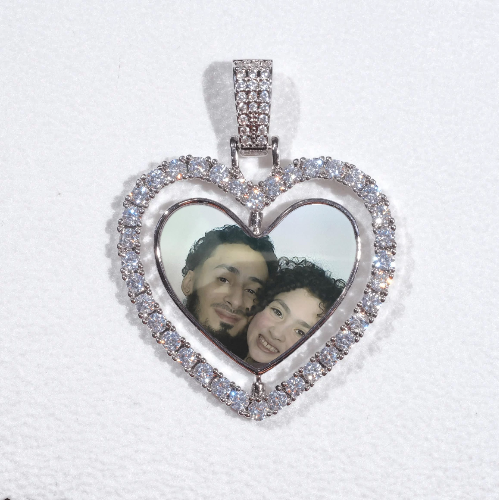 3D Spinning 2-Faced Heart Custom Picture Pendant
