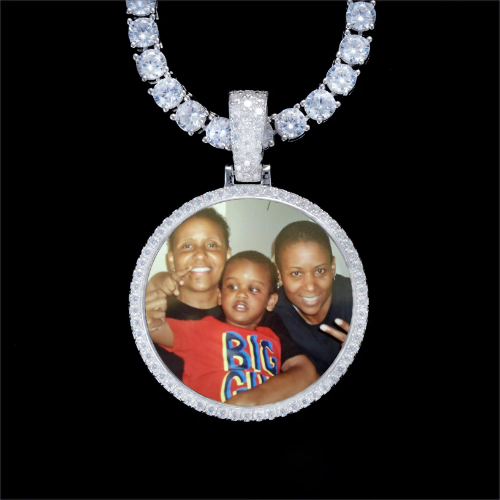 925S & VVS Moissanite 3D Circle Custom Picture Pendant