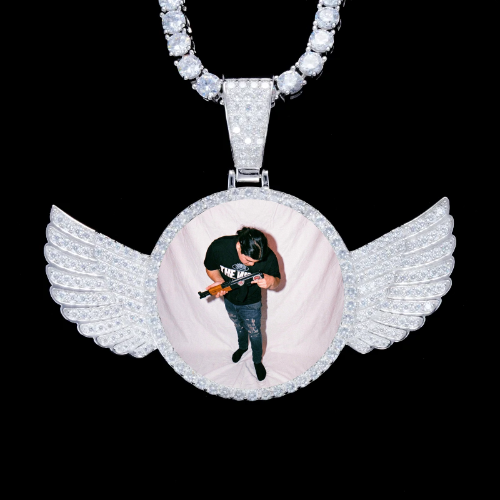 925S & VVS Moissanite 3D Wing Custom Picture Pendant