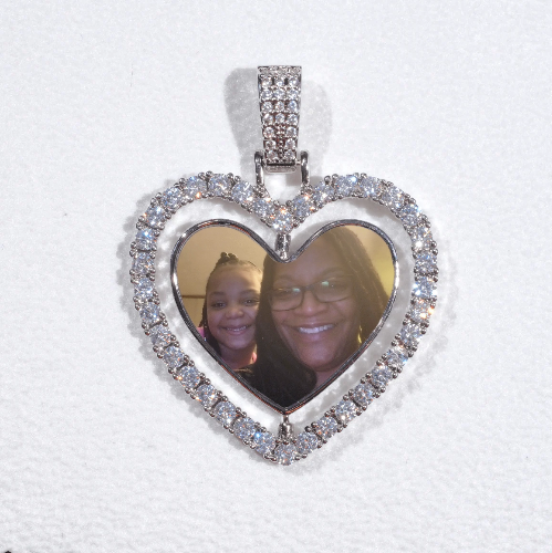 3D Spinning 2-Faced Heart Custom Picture Pendant