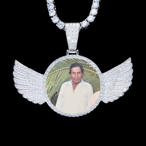 925S & VVS Moissanite 3D Wing Custom Picture Pendant