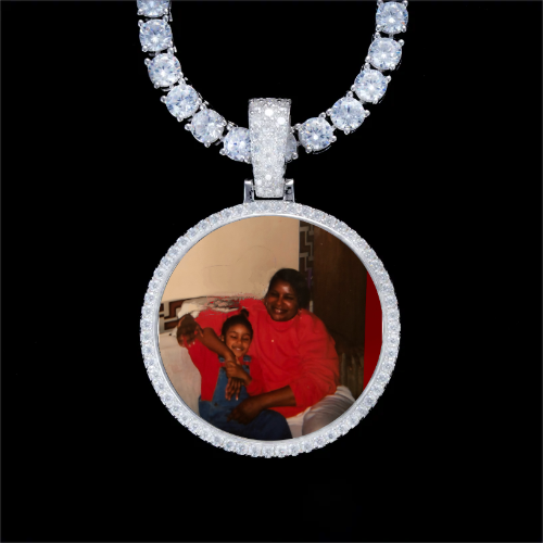 925S & VVS Moissanite 3D Circle Custom Picture Pendant
