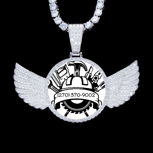 925S & VVS Moissanite 3D Wing Custom Picture Pendant