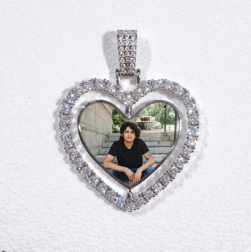 3D Spinning 2-Faced Heart Custom Picture Pendant