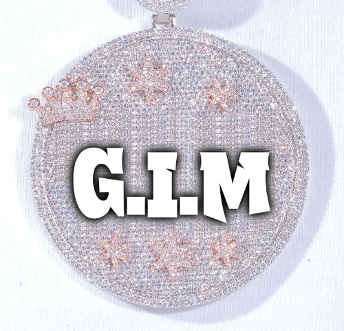CUSTOM LETTER NECKLACE 3D BIG CROWN DISC