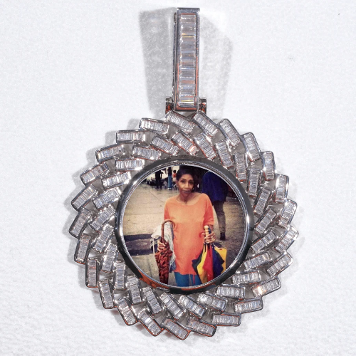 Large 3D Baguette Custom Picture Pendant