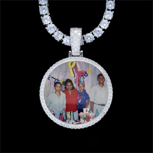925S & VVS Moissanite 3D Circle Custom Picture Pendant